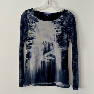 Vivienne Tam Navy and White Long Sleeve Top